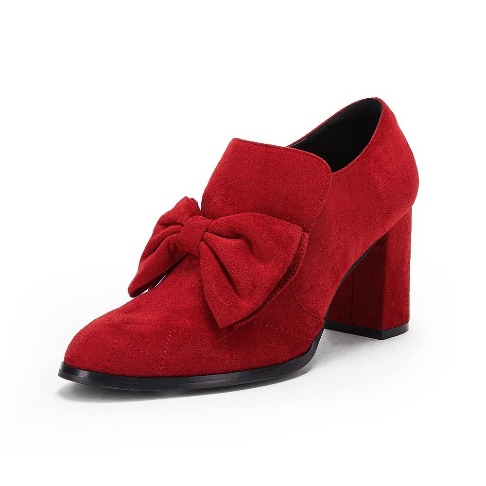 Women's Bow Ankle Chunky Heel Christmas Boots